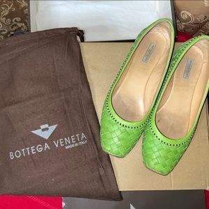 Bottega Veneta Leather Intrecciato Ballet Flat GREEN RARE